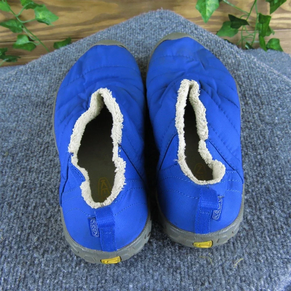 KEEN Boys Slippers Shoes Sz‎ Y 5 Medium Slipper Blue Fabric Slip On
